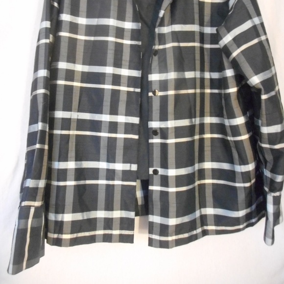 Sag Harbor Sz 18 Blue Silver Plaid mock 2 fer top - Picture 2 of 8